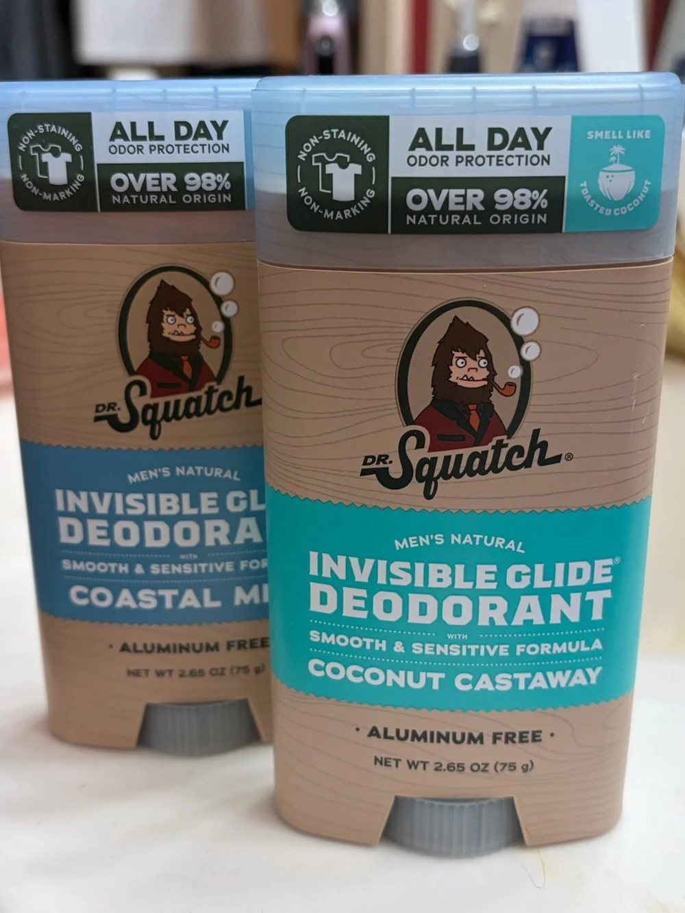 Dr Squatch Men's Natural Invisible Glide Deodorant, 2 Pack